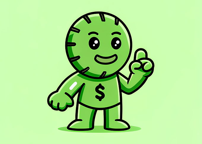 Cartoon Green Character with Dollar Sign