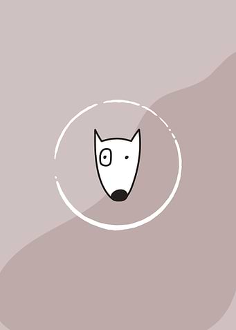 Minimalist Dog Icon on Abstract Background