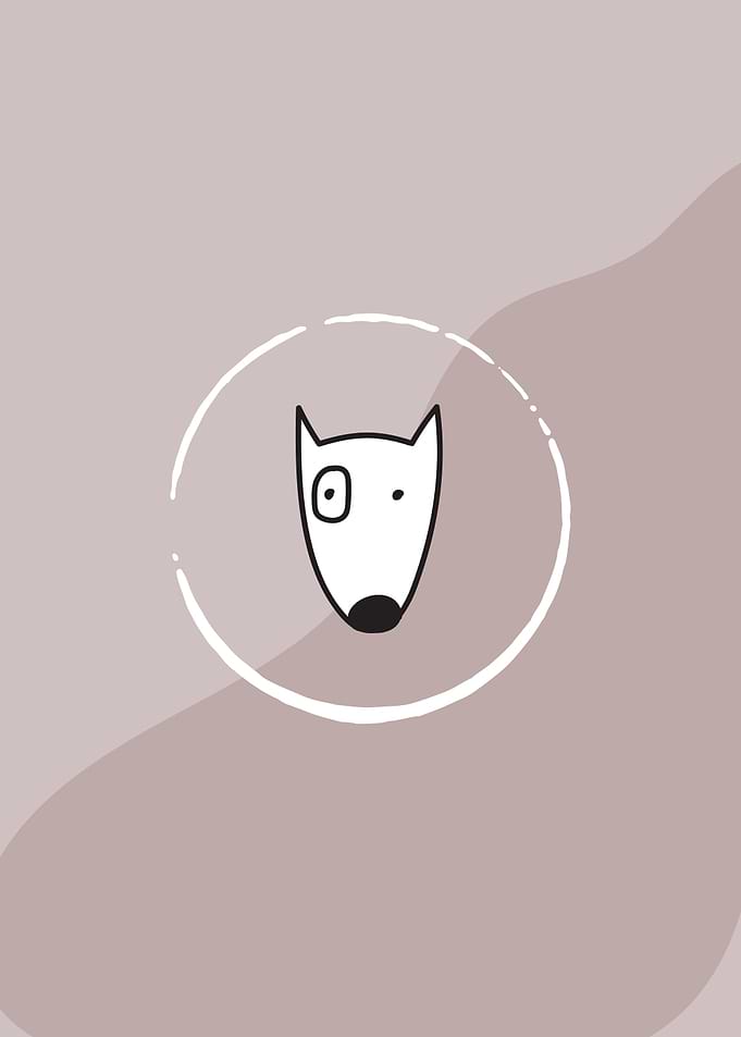 Minimalist Dog Icon on Abstract Background