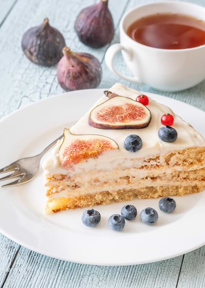 Fig and Blueberry Cake Slice