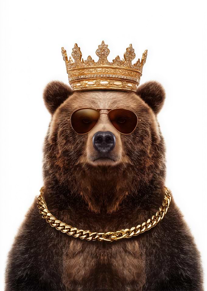 Cool Bear with Crown and Sunglasses