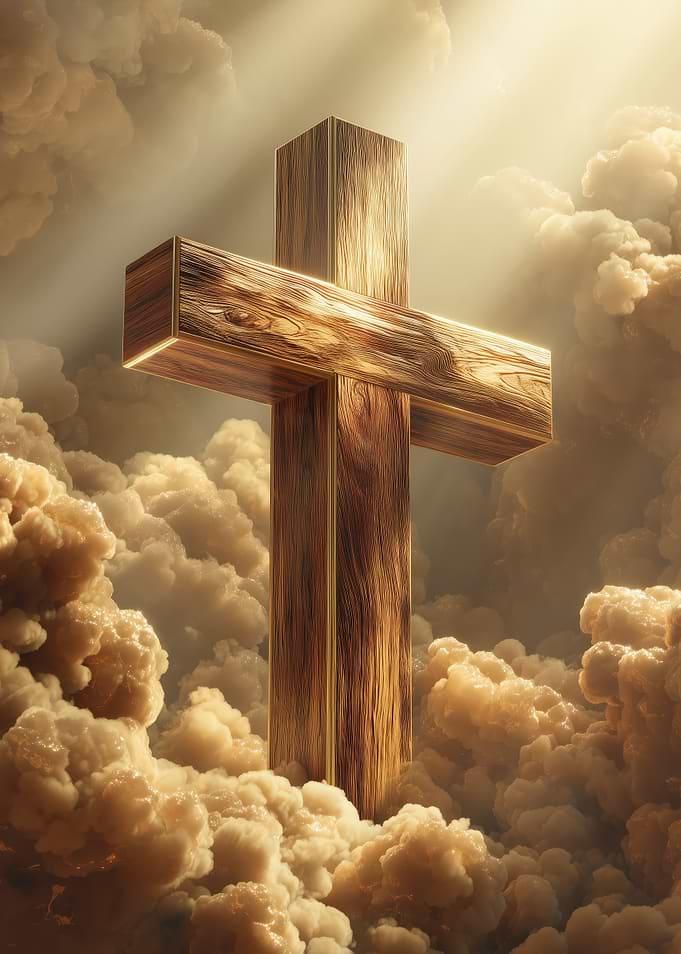 Wooden Cross in Clouds