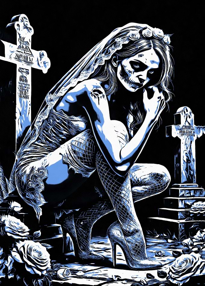 Zombie Bride in Cemetery