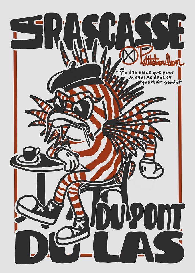 Cartoon Scorpionfish at Cafe in Toulon