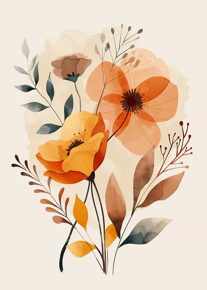 Watercolor Floral Arrangement in Autumn Hues