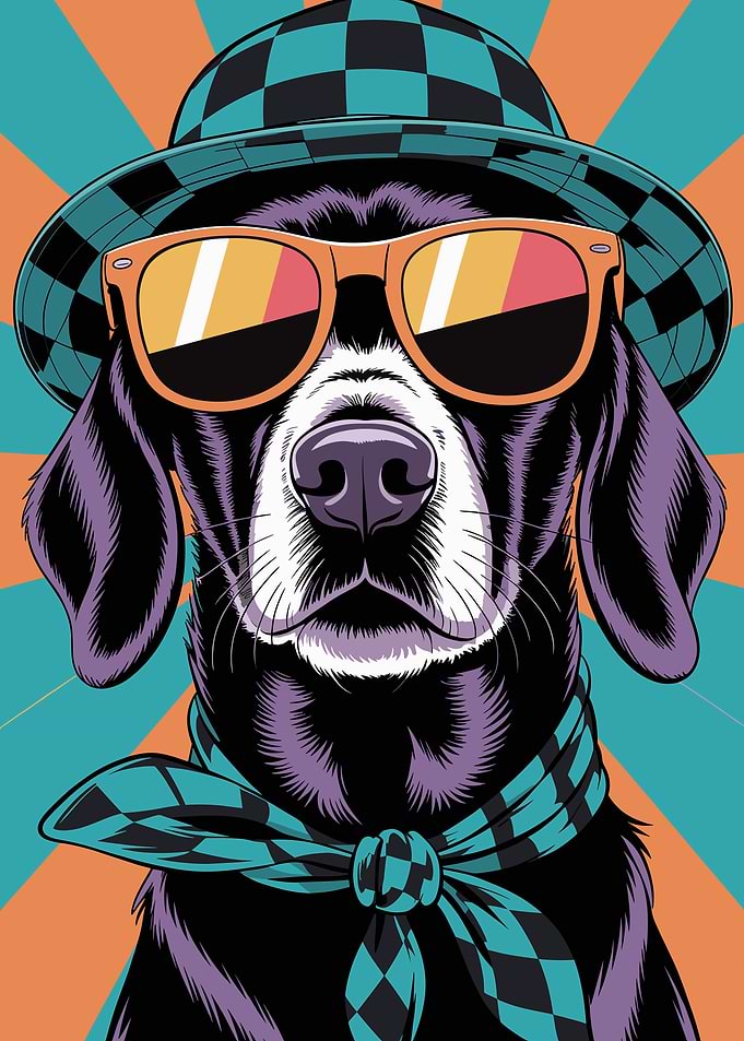 Cool Dog with Hat and Sunglasses