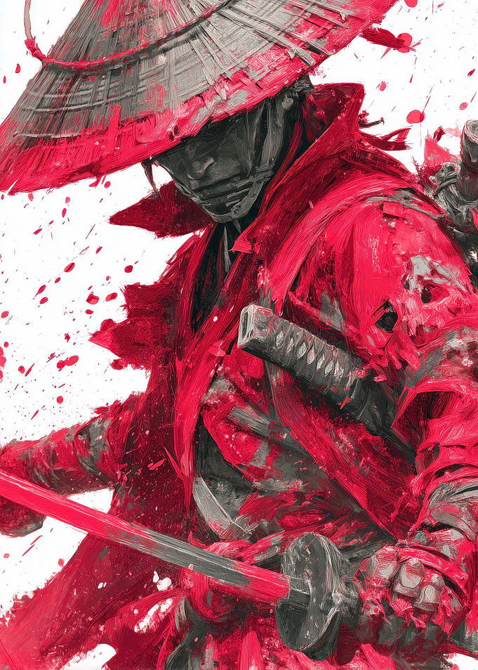Samurai Warrior with Straw Hat