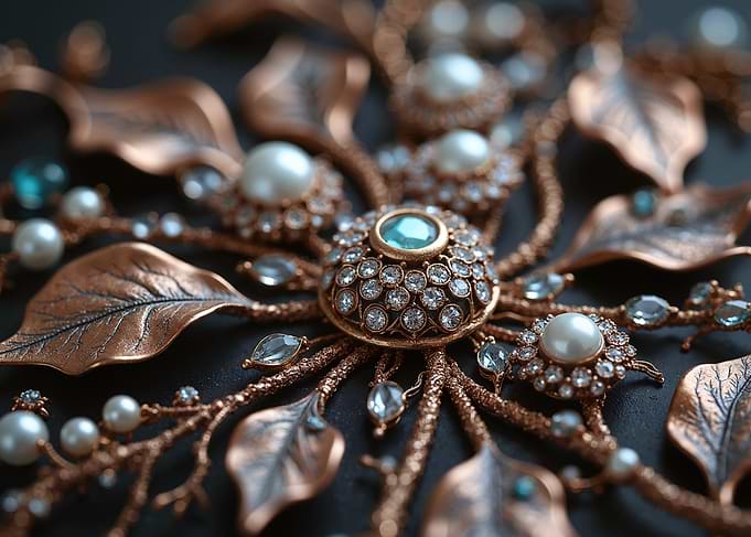 Ornate Jewelry with Pearls and Gems