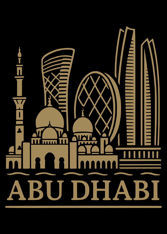 Abu Dhabi Skyline Gold on Black