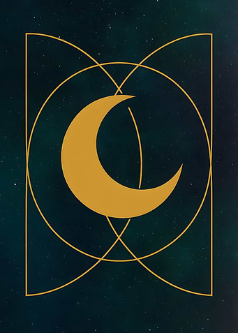 Golden Moon Geometric Starry Night