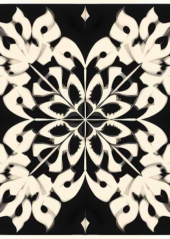 Abstract Floral Pattern in Black and White