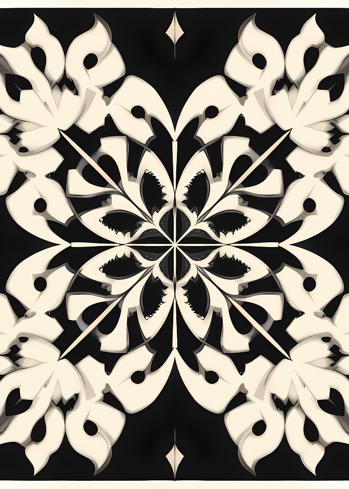 Abstract Floral Pattern in Black and White