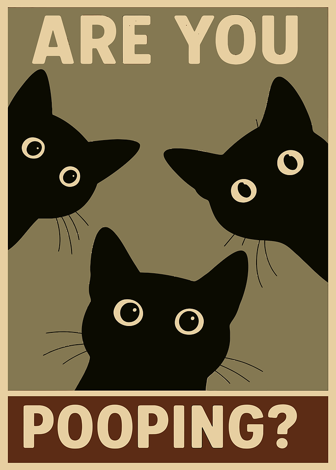 Are You Pooping? Funny Cat Bathroom Wall Art | Retro Pastel Vintage Black Cat Poster for Cat Lovers