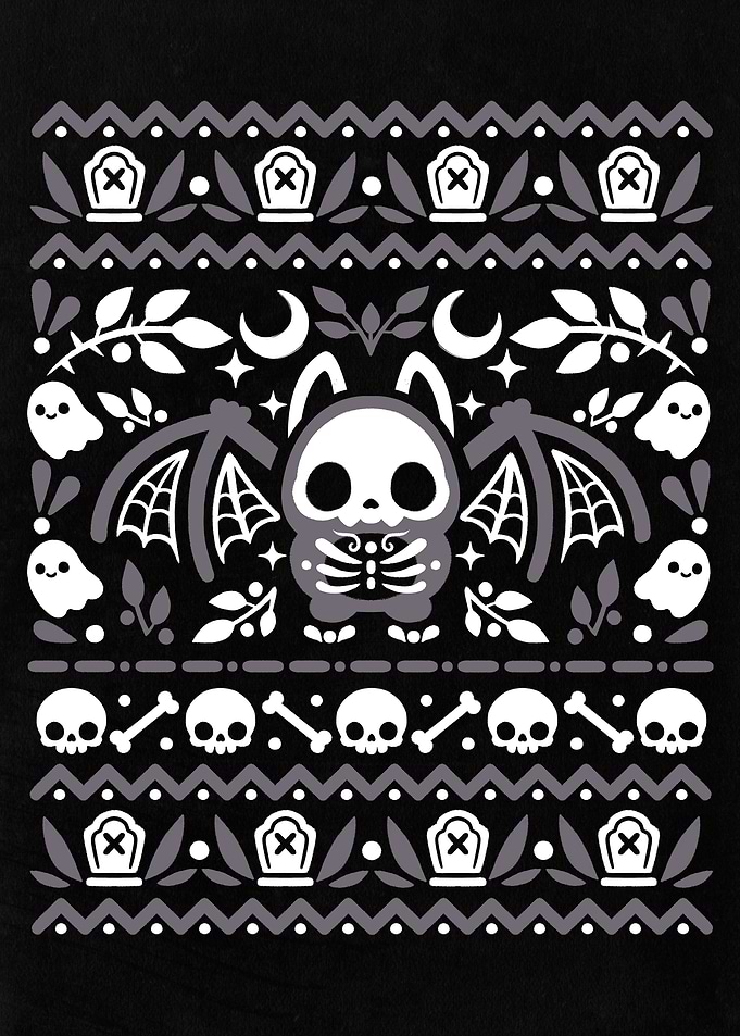 Folk bat ugly halloween sweater