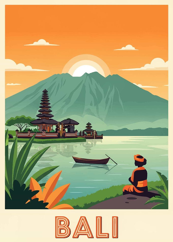 Bali Travel Poster Illustration