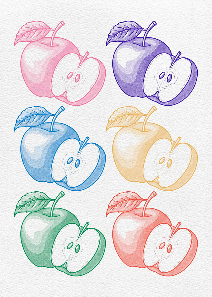 Colorful Apple Halves Illustration