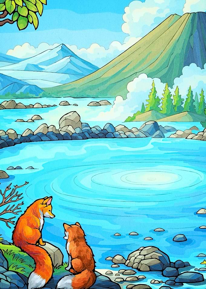 Foxes by the Lake