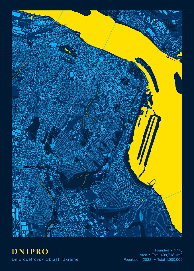 Dnipro, Ukraine Map Art Print