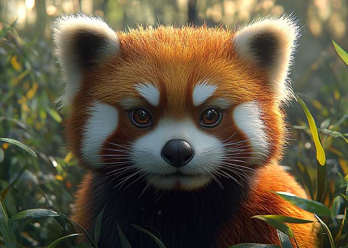 Red Panda Portrait in Greenery