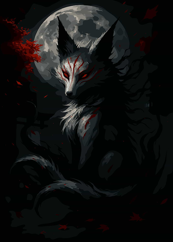 Nine-tailed Fox in the Moonlight