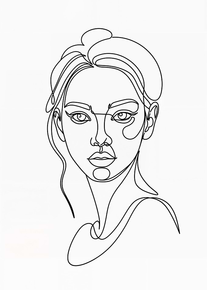 Woman's Face Line Art Portrait