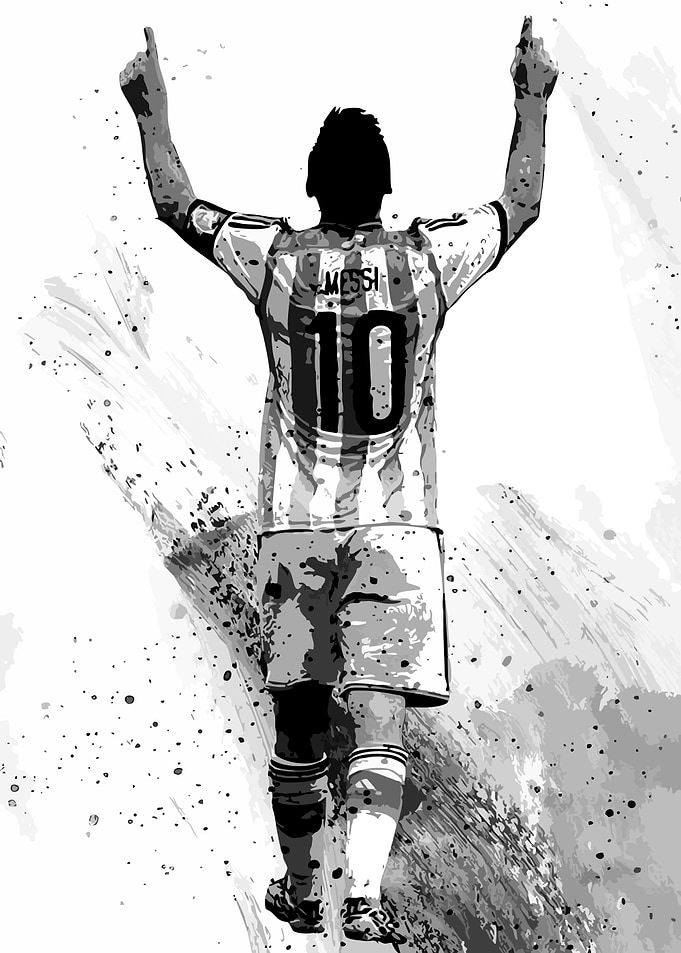Lionel Messi Celebration Black and White