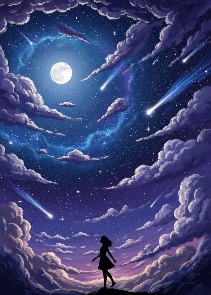 Night Sky with Shooting Stars