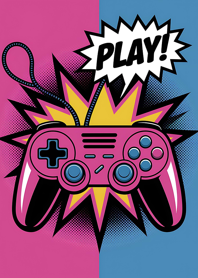 Pop Art Gaming Controller Illustration