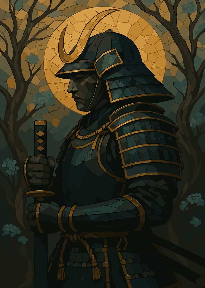 Samurai Warrior in Armor with Sword