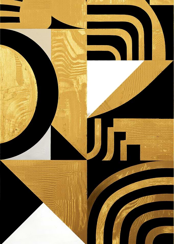 Abstract Geometric Art in Gold and Black