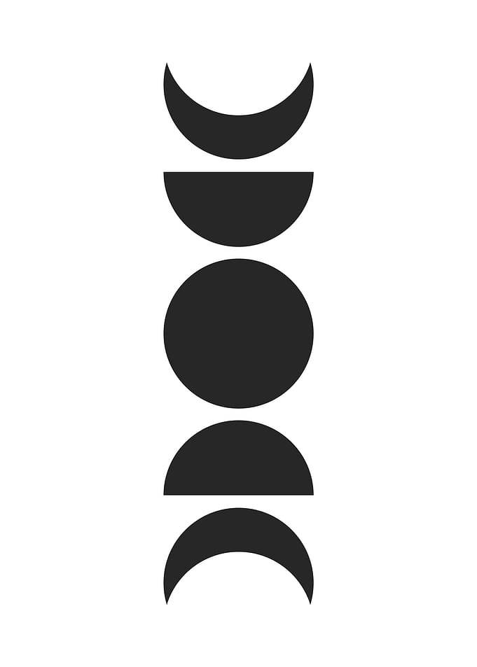 Moon Phases Minimalist Black and White