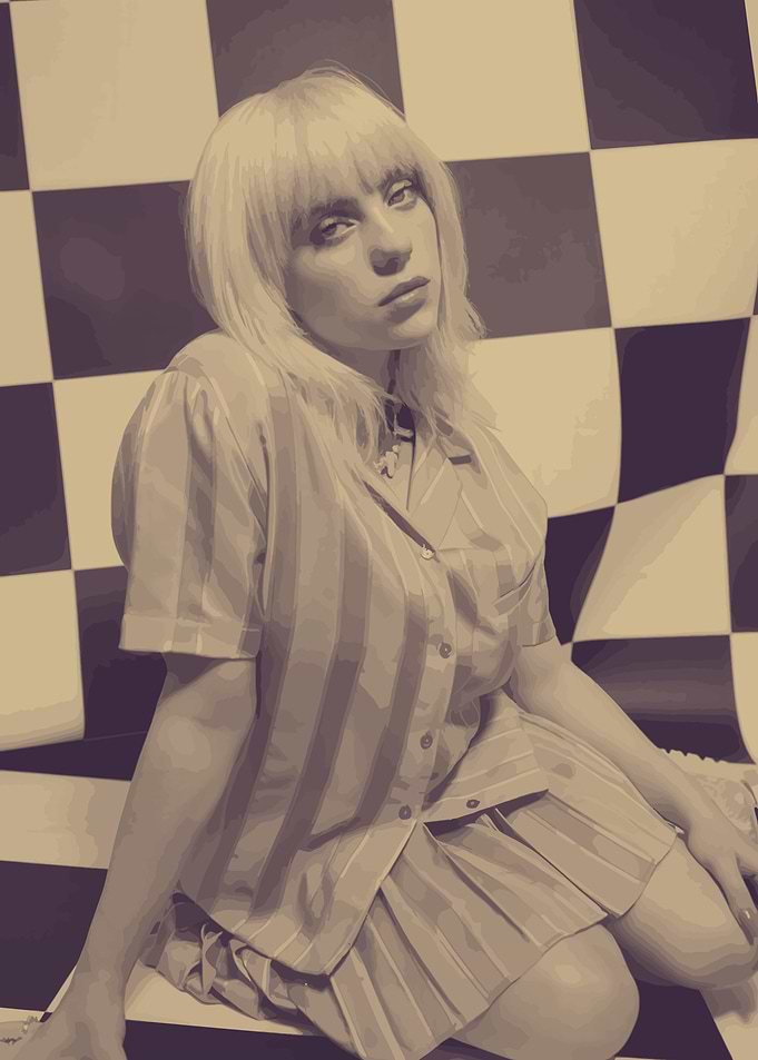 Billie Eilish in Striped Outfit