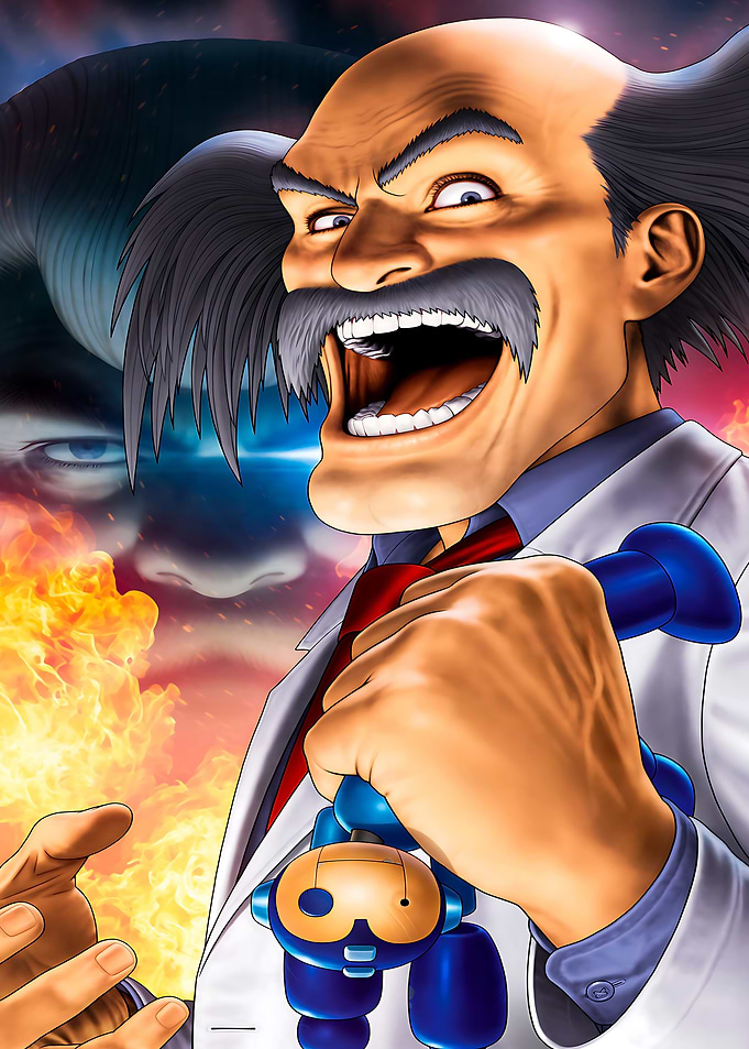 Dr. Wily with Mega Man Toy