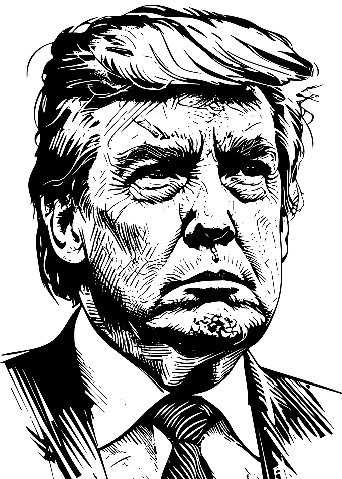 Donald Trump Black and White Portrait