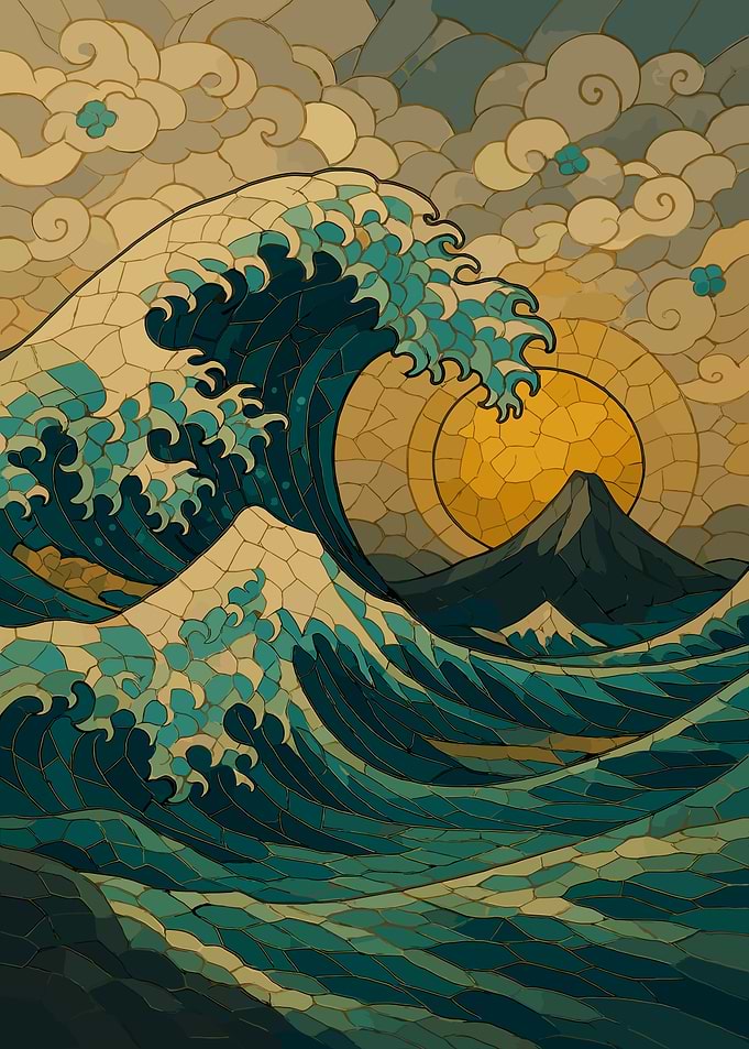 Great Wave Mosaic Art