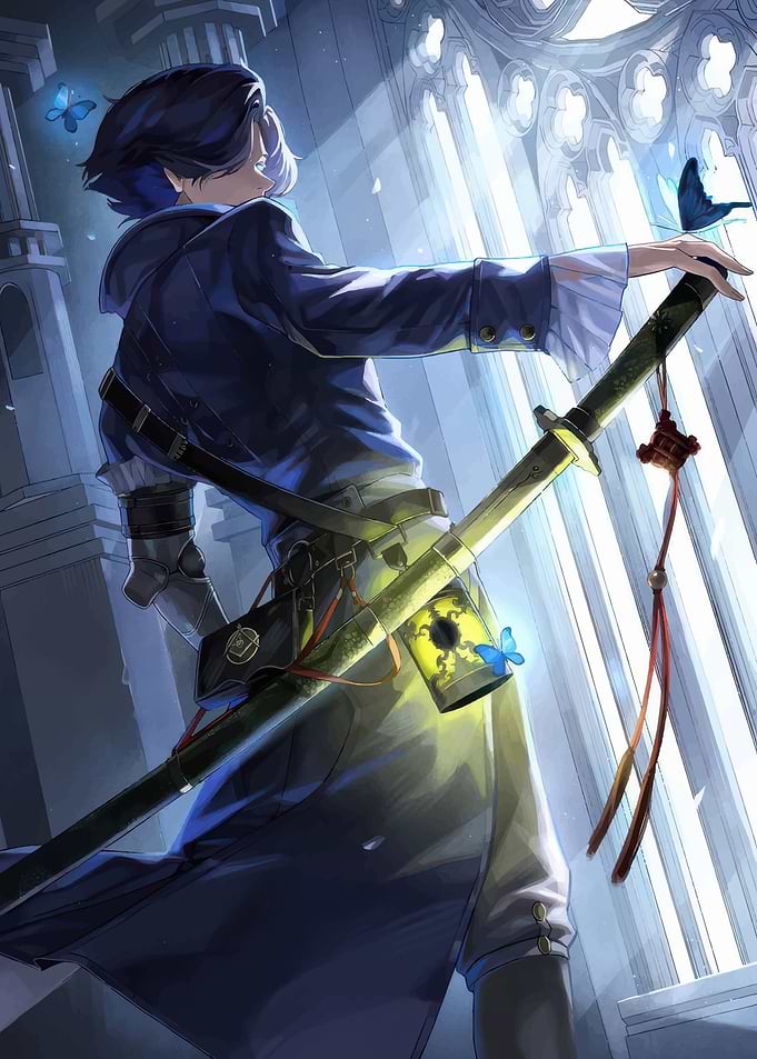 Anime Swordsman in Gothic Setting