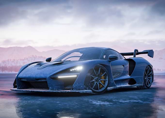 Blue McLaren Senna on Frozen Lake