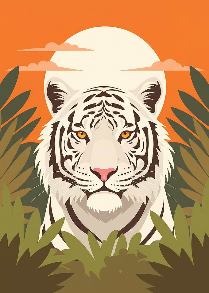 White Tiger Portrait in Jungle Setting