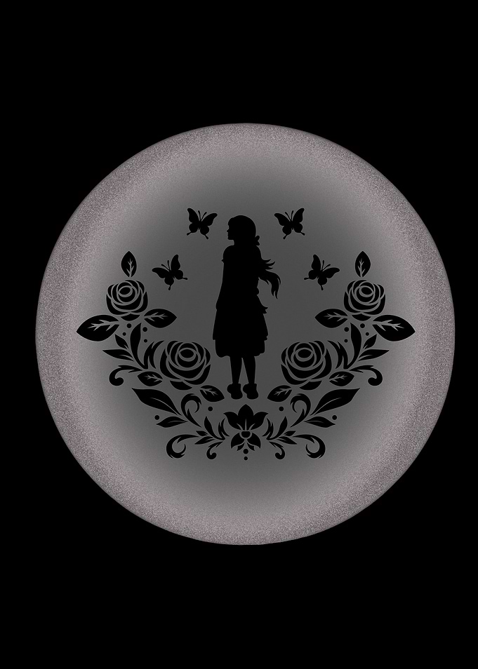 Silhouette Girl with Butterflies and Roses