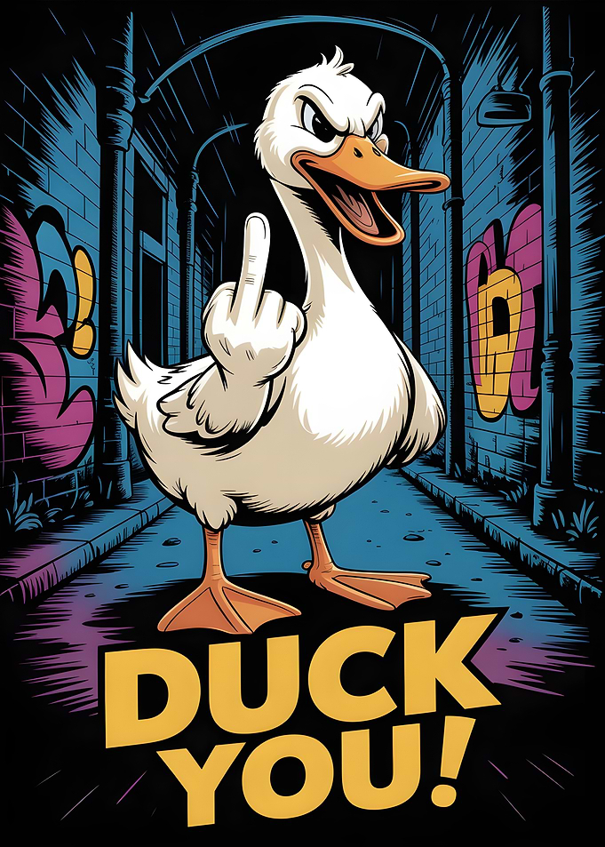 Duck You! Cartoon Duck Middle Finger