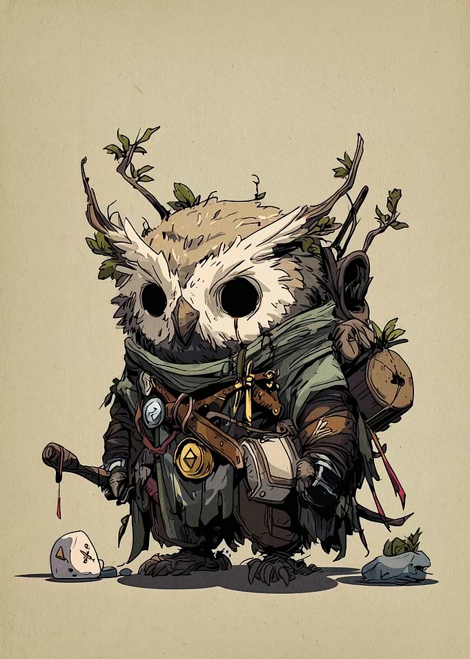 Anthropomorphic Owl Adventurer Illustration