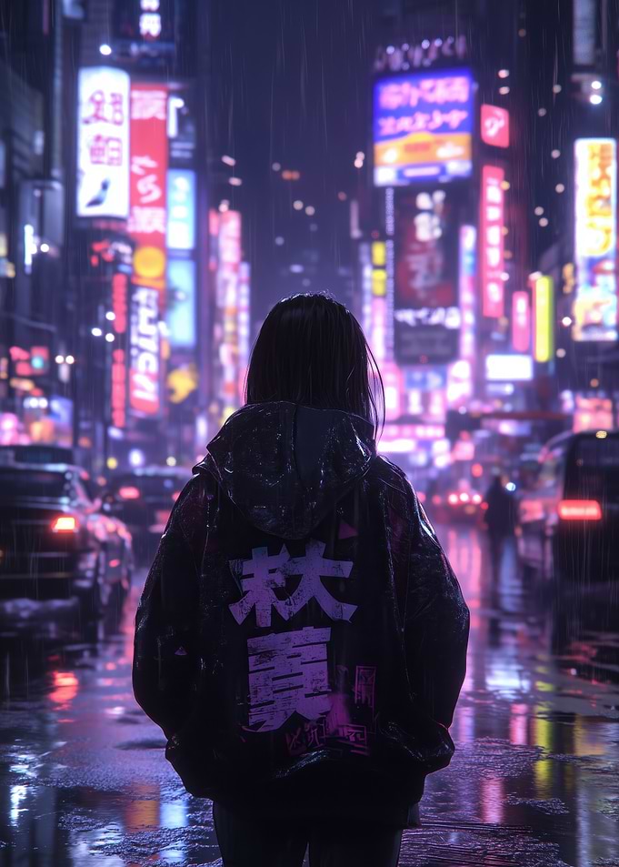 Rainy Night in a Cyberpunk City