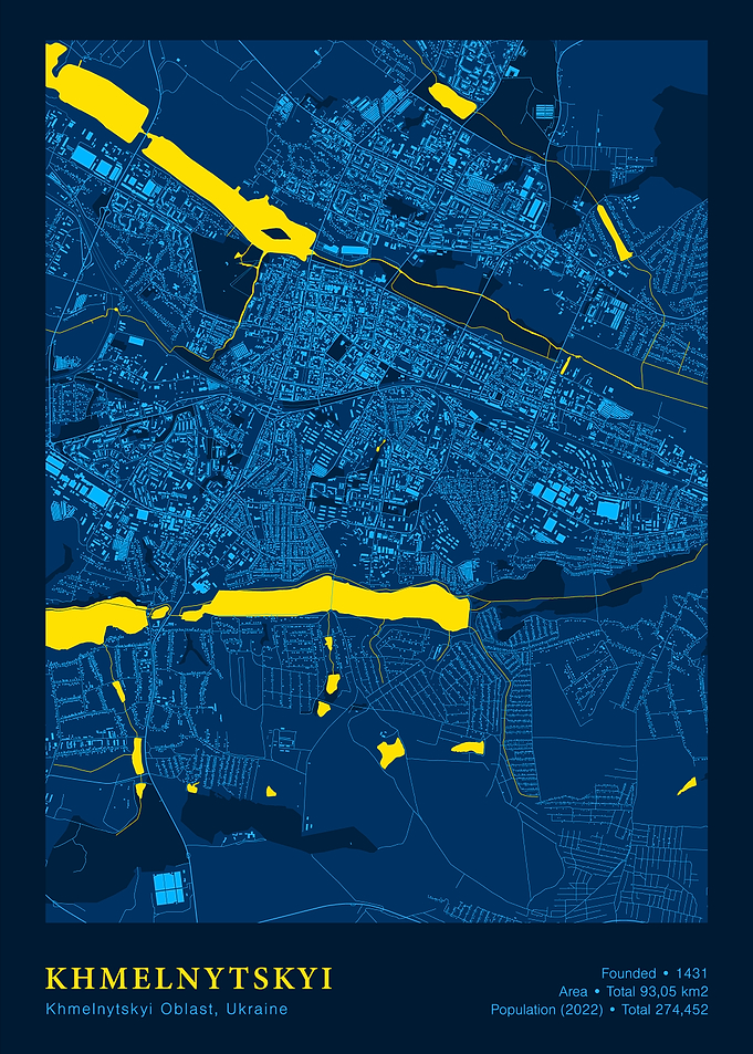 Khmelnytskyi, Ukraine Map Art