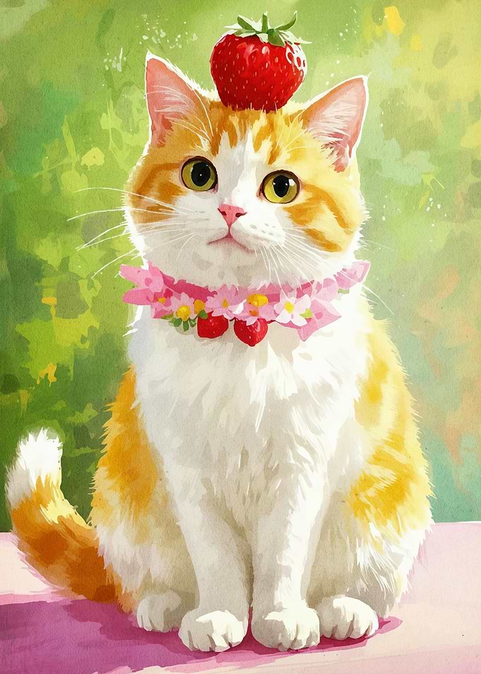 Cute Cat Strawberry