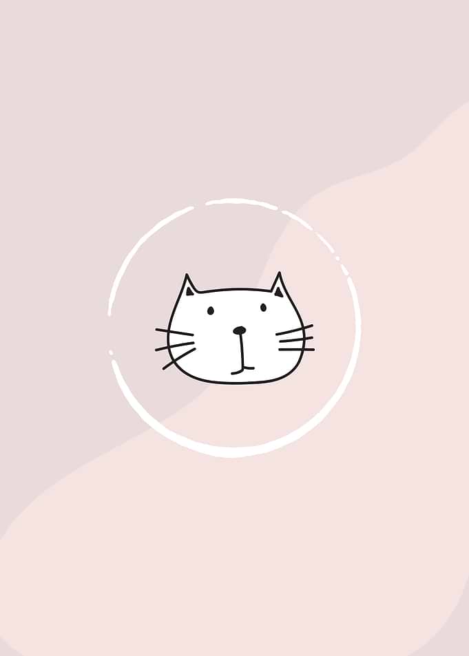 Cute Cat Doodle on Pink Background