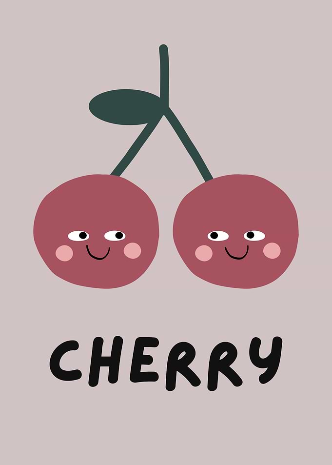 Cute Cherry Cartoon Illustration
