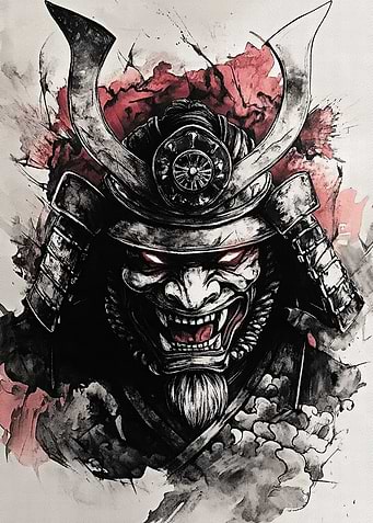 Samurai Warrior with Red Eyes