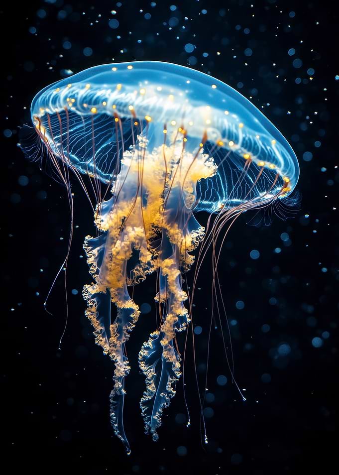 Glowing Jellyfish in Dark Water