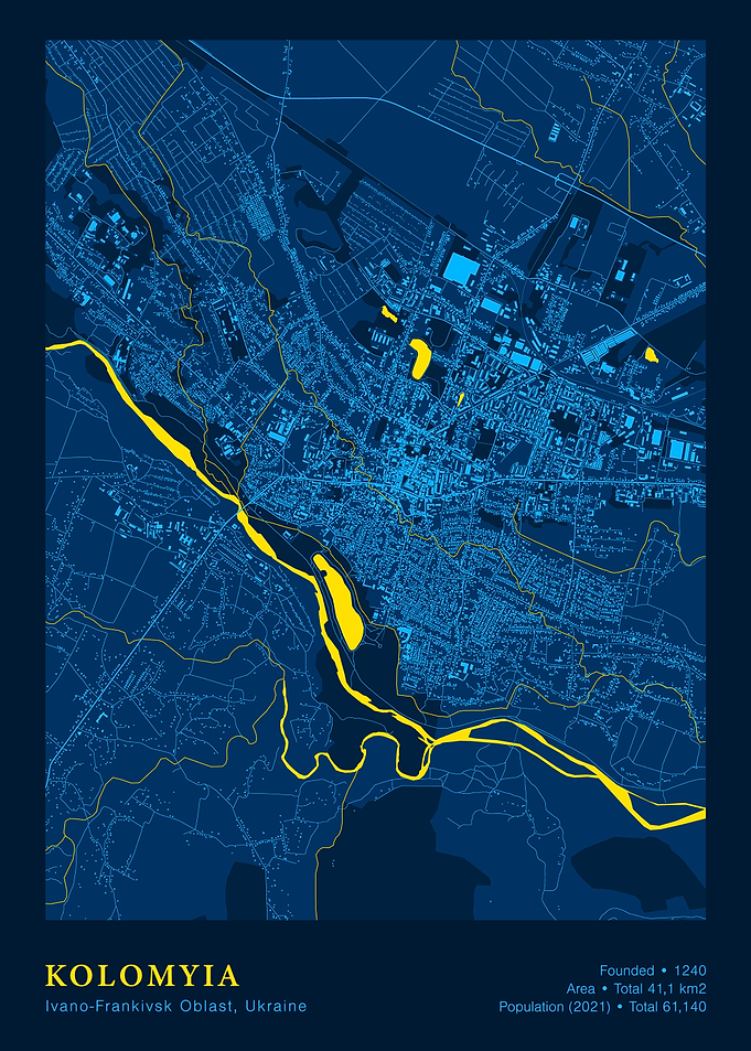 Kolomyia, Ukraine City Map Art