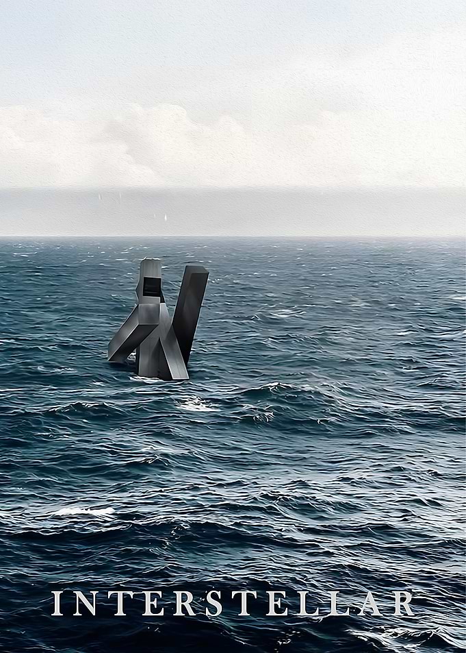 Interstellar movie poster ocean sculpture